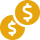 A yellow icon of two coins