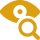 A yellow icon of an eye looking through a magnifying glass