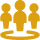 A yellow icon of a community of people standing together
