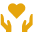 A yellow icon of two hands holding a heart