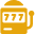 A yellow logo of a slot machine