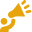 A yellow icon of a person using a megaphone
